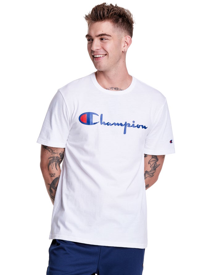 Champion Lightweight Script Logo Erkek Tişört Beyaz ( PKFVMY973 )